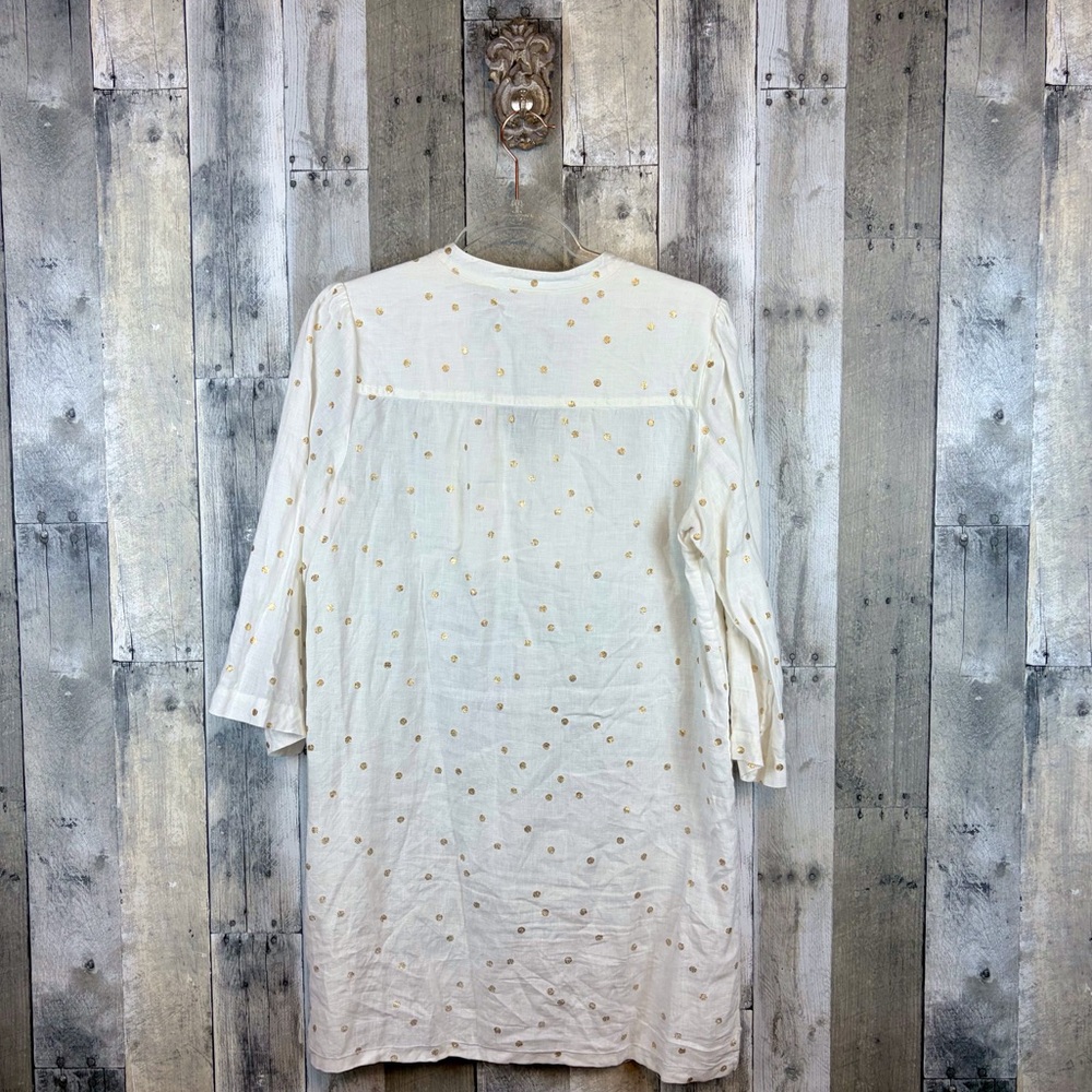 Boden Evangeline Tunic in White Linen Polka Dot Size 8 Regular. - Picture 3 of 16